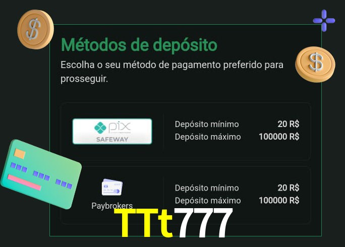 O cassino TTt777 oferece uma grande variedade de métodos de pagamento
